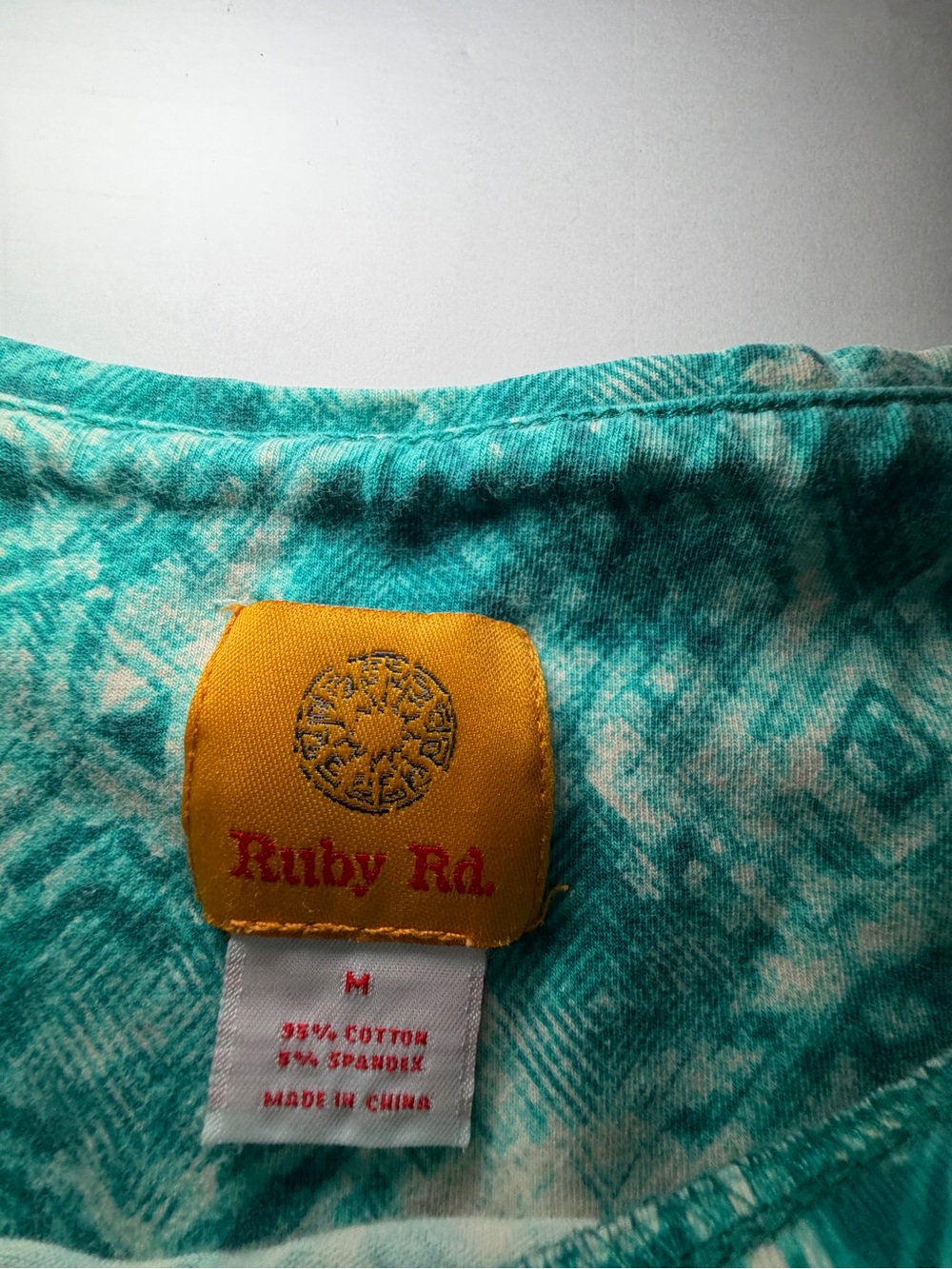 Ruby Rd. Turquoise Patterned Short Sleeve Tee - Picture 2 of 5